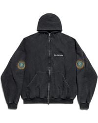 Balenciaga - Uniform Patch Zip-Up Hoodie - Lyst