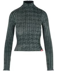 DIESEL - Logo Patch High Neck Top - Lyst