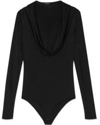 Versace - Cowl-Neck Detail Long Sleeve Bodysuit - Lyst