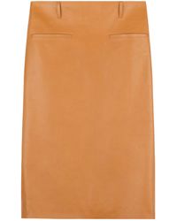 Tod's - Leather Midi Skirt - Lyst