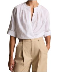 Vince - Pleated Short-Sleeve Blouse - Lyst