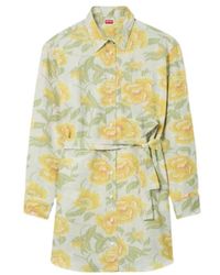 KENZO - Peonies' Kimono Sleeved Shirt Dress - Lyst
