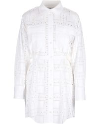 MSGM - Cut-Out Detailed Button-Up Shirt Dress - Lyst