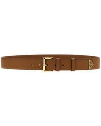 Prada - Logo Plaque Buckled Belt - Lyst