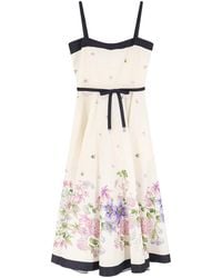 Dior - Mid-Length Flared Dress With Belt - Lyst