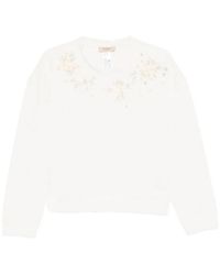 Twinset - Floral-Appliqué Sweater - Lyst