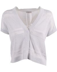 Peserico - Metallic-Effect V-Neck Cardigan - Lyst