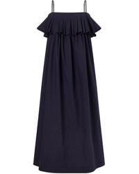 Sea - Lois Ruffled Cotton-Twill Midi Dress - Lyst