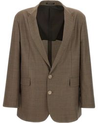 Emporio Armani - Single Breasted Check Patterned Blazer - Lyst