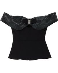Self-Portrait - Off-Shoulder Sequin Top - Lyst
