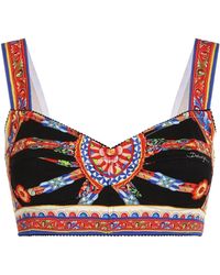 Dolce & Gabbana - Carretto-Print Charmeuse Top - Lyst