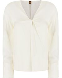 BOSS - Boss V-Neck Blouse - Lyst