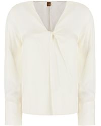 BOSS - Boss V-Neck Blouse - Lyst