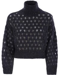 Brunello Cucinelli - High-Neck Knitted Sweater - Lyst