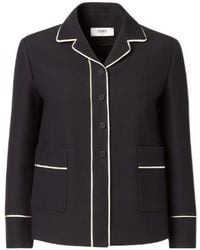 Fendi - Long Sleeved Contrasted-Trim Jacket - Lyst