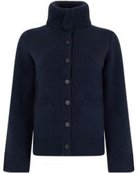 Vince - Ribbed High Collar Cardigan - Lyst