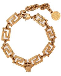 Versace - Greca Logo-Engraved Chained Bracelet - Lyst