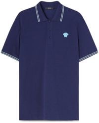 Versace - Medusa Embroidered Short-Sleeved Polo Shirt - Lyst