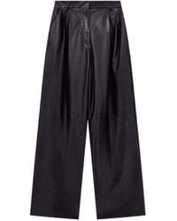 Giorgio Armani - Pleated Leather Trousers - Lyst