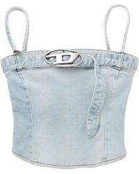 DIESEL - De-Lucy-S Logo Plaque Denim Tank Top - Lyst