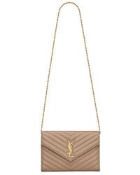 Saint Laurent - Cassandre Matelassé Chain Wallet - Lyst