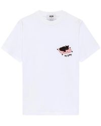 MSGM - Cat Graphic T-Shirt - Lyst