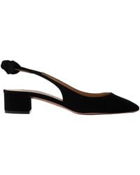 Aquazzura - Solid Color Suede Slingback Pumps - Lyst