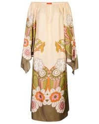 La DoubleJ - Floral-Print Silk-Satin Maxi Dress - Lyst