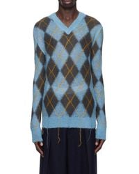 Marni - Geometric Patterned V-Neck Knitted Jumper - Lyst