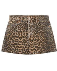 RE/DONE - Animal Print Denim Mini Skirt - Lyst