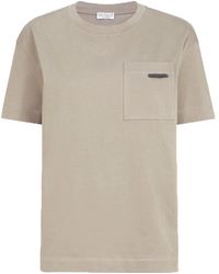 Brunello Cucinelli - Shiny Tab Crewneck T-Shirt - Lyst