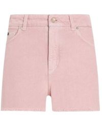 Dolce & Gabbana - Logo Plaque Frayed Hem Denim Shorts - Lyst