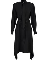 Stella McCartney - Asymmetric Tie Neck Midi Dress - Lyst