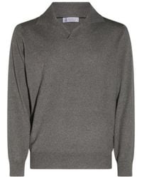 Brunello Cucinelli - V-Neck Knitted Jumper - Lyst