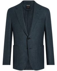 ZEGNA - Dark Cashmere Silk And Linen Jacket - Lyst