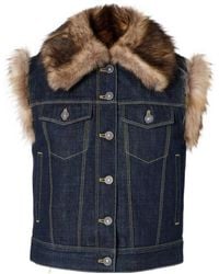 Fendi - Denim And Shearling Gilet - Lyst