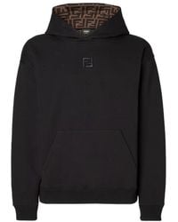 Fendi - Ff Embroidered Long-Sleeved Hoodie - Lyst