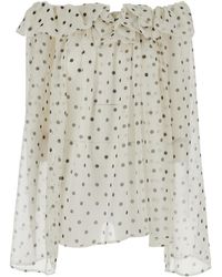 MSGM - Ruffled Polka-Dot Top - Lyst