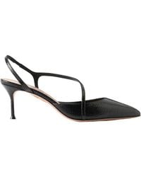 Aquazzura - Snake-Effect Leather Slingback Pumps - Lyst