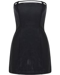 David Koma - Pocket-Detail Leather Mini Dress - Lyst