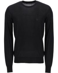 Versace - Logo Embroidered Crewneck Knitted Jumper - Lyst