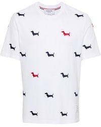 Thom Browne - Dog-Embroidered Crewneck T-Shirt - Lyst