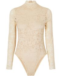 Zimmermann - Corded Lace Jersey Turtleneck Bodysuit - Lyst