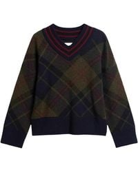 Barbour - V-Neck Striped Knit Sweater - Lyst