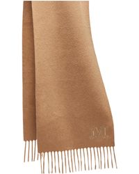 Max Mara - Logo Embroidered Fringed Edge Scarf - Lyst