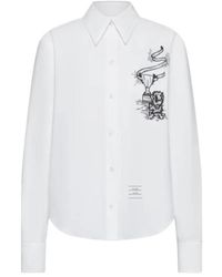 Thom Browne - Graphic Embroidered Long-Sleeved Shirt - Lyst