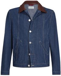 Brunello Cucinelli - Single Breasted Denim Jacket - Lyst