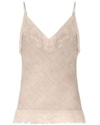 Ermanno Scervino - Silk Georgette Top With Melange-Effect Print And Lace Details - Lyst
