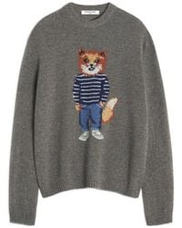 Maison Kitsuné - Maison Kitsuné Long Sleeved Crewneck Sweatshirt - Lyst