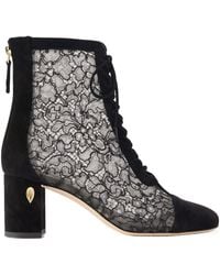 Jennifer Chamandi - Lace-Trimmed Suede Ankle Boots - Lyst
